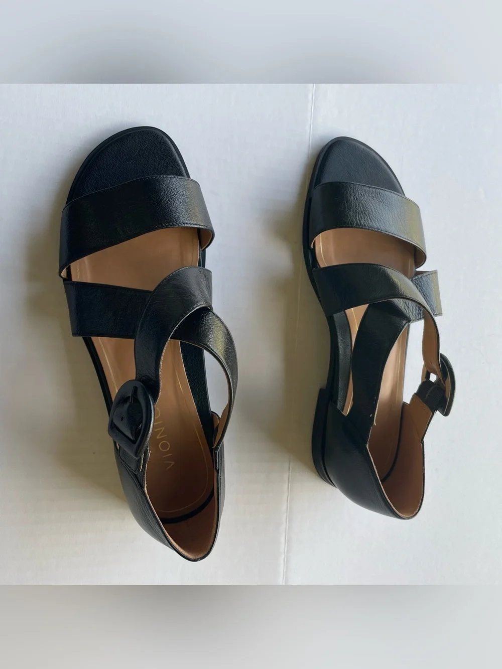 Vionic Pacifica Leather Strappy Sandals Black Orthotic Wide Women’s 11W